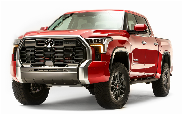 2022, Toyota Tundra Lifted, exterior, front view, red new Tundra, Toyota Tundra tuning, Japanese cars, Toyota