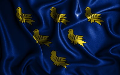 Sussex flag, 4k, silk wavy flags, english counties, Flag of Sussex, Day of Sussex, fabric flags, 3D art, Sussex, Europe, Counties of England, Sussex 3D flag, England