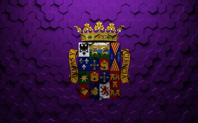 Flag of Palencia, honeycomb art, Palencia hexagons flag, Palencia 3d hexagons art, Palencia flag