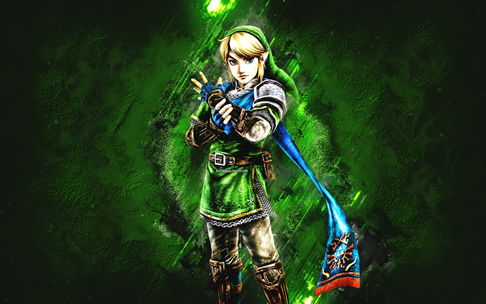 Link, The Legend of Zelda, green stone background, Link character, The Legend of Zelda characters, grunge art