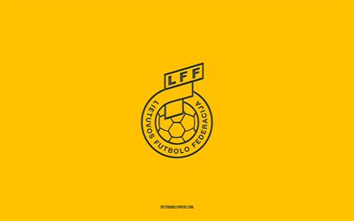 squadra nazionale di calcio della lituania, sfondo giallo, squadra di calcio, emblema, uefa, lituania, calcio, logo della squadra nazionale di calcio della lituania, europa
