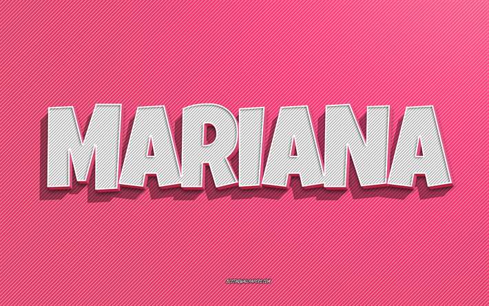 mariana, vaaleanpunaiset viivat tausta, taustakuvat nimill&#228;, mariana nimi, naisten nimet, mariana onnittelukortti, viivapiirros, kuva mariana-niminen