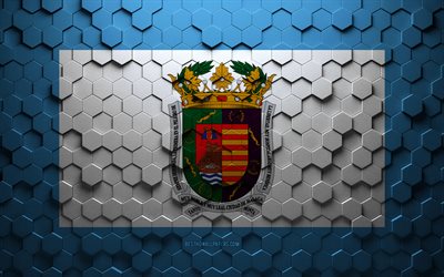 Flag of Malaga, honeycomb art, Malaga hexagons flag, Malaga 3d hexagons art, Malaga flag