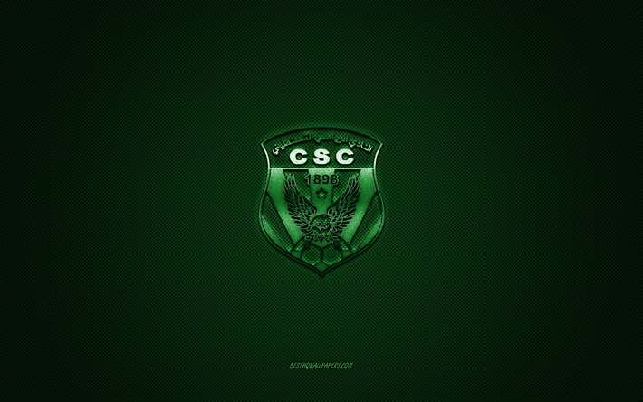 csコンスタンティーヌ, アルジェリアのサッカークラブ, 緑のロゴ, 緑の炭素繊維の背景, リーグプロフェッションネル1, フットボール, コンスタンティン, アルジェリア, csコンスタンティーヌのロゴ