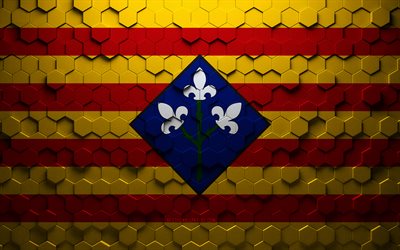 Flag of Lleida, honeycomb art, Lleida hexagons flag, Lleida 3d hexagons art, Lleida flag
