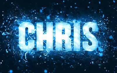عيد ميلاد سعيد كريس, 4k, أضواء النيون الزرقاء, اسم كريس, خلاق, عيد ميلاد كريس سعيد, عيد ميلاد كريس, أسماء الذكور الأمريكية الشعبية, صورة باسم كريس, كريس