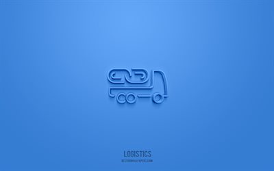 logistik 3d-symbol, blauer hintergrund, 3d-symbole, logistik, business-symbole, logistikzeichen, business-3d-symbole