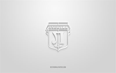 pfc لوكوموتيف بلوفديف, شعار 3d الإبداعية, خلفية بيضاء, الدوري البلغاري الأول, 3d شعار, فريق كرة القدم البلغاري, بلغاريا, فن ثلاثي الأبعاد, بارفا ليجا, كرة القدم, شعار pfc lokomotiv plovdiv ثلاثي الأبعاد