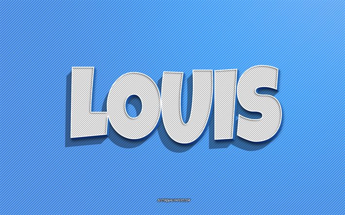 Louis, blue lines background, wallpapers with names, Louis name, male names, Louis greeting card, line art, picture with Louis name