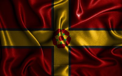 Northamptonshire flag, 4k, silk wavy flags, english counties, Flag of Northamptonshire, Day of Northamptonshire, fabric flags, 3D art, Northamptonshire, Europe, Counties of England, Northamptonshire 3D flag, England