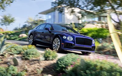 Bentley Flying Spur Hybrid, 4k, luxury cars, 2022 cars, motion blur, 2022 Bentley Flying Spur, british cars, Bentley