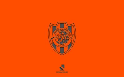 shimizu s-pulse, fundo laranja, time de futebol japon&#234;s, shimizu s-pulse emblema, j1 league, jap&#227;o, futebol, shimizu s-pulse logo