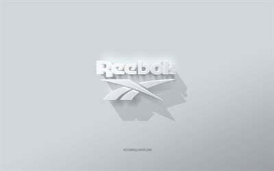 Reebok logo, white background, Reebok 3d logo, 3d art, Reebok, 3d Reebok emblem