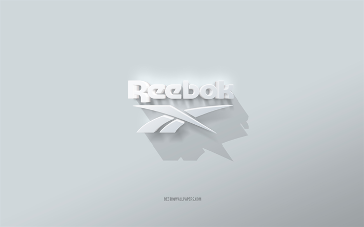 Reebok logo, white background, Reebok 3d logo, 3d art, Reebok, 3d Reebok emblem