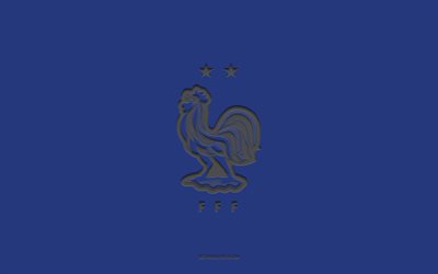 フランス代表サッカーチーム, 青い背景, サッカーチーム, 象徴, uefa, フランス, フットボール, フランス代表サッカーチームのロゴ, ヨーロッパ