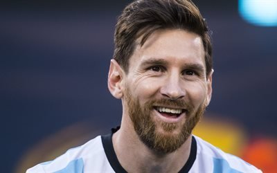 Lionel Messi, Argentiina, muotokuva, iloa, hymy, Argentiinalainen jalkapalloilija, Leo Messi, 4k, maajoukkueen, jalkapallo