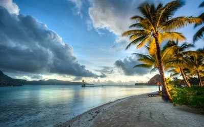 Bora Bora, ocean, rannikolla, tropiikissa, Ranskan Polynesia, Islands of Society