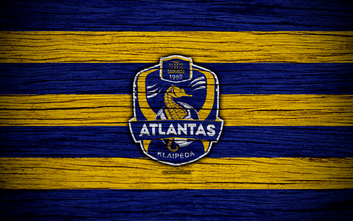 Atlantas FC, 4k, soccer, A Lyga, Lithuanian football club, Lithuania, Atlantas, wooden texture, football