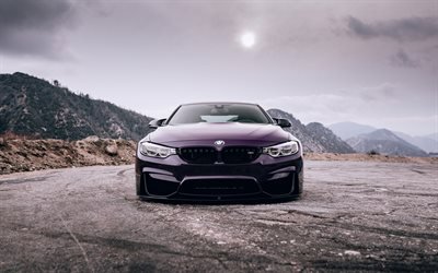 BMW M4, F82, 2018, 紫M4, フロントビュー, チューニングM4, スポーツカー, ドイツ車, BMW