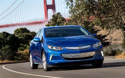 4k, Chevrolet Volt, 2019, Redesign, front view, exterior, new blue Volt, american cars, electric cars, Chevy Volt