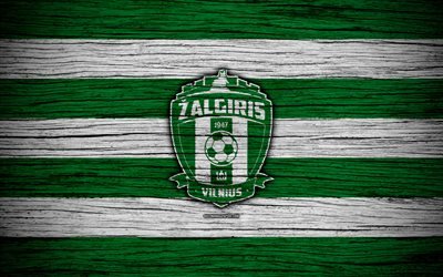 Zalgiris FC, 4k, el f&#250;tbol, Un Lyga, lituano club de f&#250;tbol, Lituania, Zalgiris, de madera de la textura, el Zalgiris FC