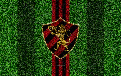 Sport Recife FC, Sport Club do Recife, 4k, football lawn, logo, Brazilian football club, emblem, red white lines, Serie A, Recife, Brazil, Campeonato Brasileiro, Brazilian Championship A Series