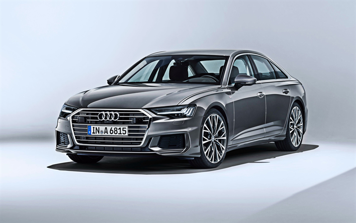 2020, Audi S6, Sedan, 4k, luxury car, new gray S6, exterior, front view, German cars, Audi