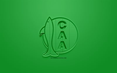 Aldosivi, creative 3D logo, green background, 3d emblem, Argentinean football club, Superliga Argentina, Mar del Plata, Argentina, 3d art, Primera Division, football, First Division, stylish 3d logo, Club Aldosivi