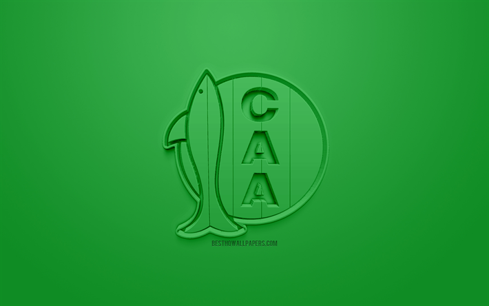 Aldosivi, creative 3D logo, green background, 3d emblem, Argentinean football club, Superliga Argentina, Mar del Plata, Argentina, 3d art, Primera Division, football, First Division, stylish 3d logo, Club Aldosivi