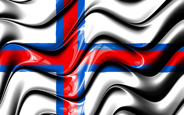 Faroese bandiera, 4k, Europa, simboli nazionali, Bandiera delle Isole F&#230;r&#248;er, 3D arte, isole Faroe, Isole, paesi Europei, Isole Faroe 3D bandiera