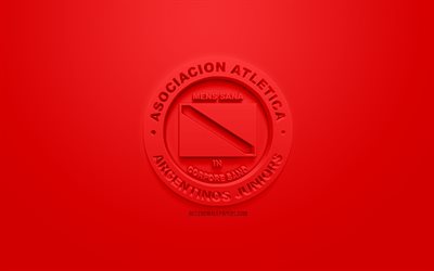 Argentinos Juniors, creative 3D logo, red background, 3d emblem, Argentinean football club, Superliga Argentina, Buenos Aires, Argentina, 3d art, Primera Division, football, First Division, stylish 3d logo, Argentinos Jrs
