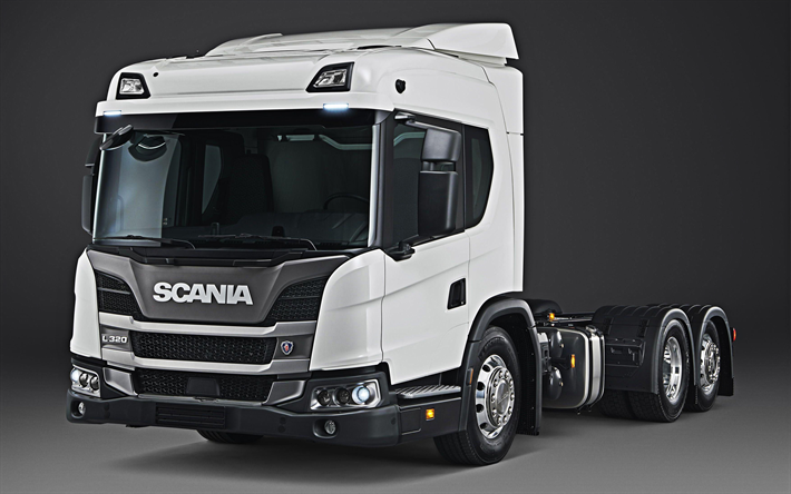 Scania L320, 2019, 6x2, exterior, blanco de la cabina, los nuevos camiones Scania