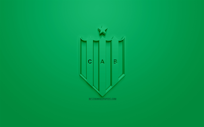 Club Atletico Banfield, creative 3D logo, green background, 3d emblem, Argentinean football club, Superliga Argentina, Banfield, Argentina, 3d art, Primera Division, football, First Division, stylish 3d logo, CA Banfield, Banfield FC