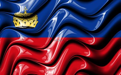 Liechtenstein flagga, 4k, Europa, nationella symboler, Flagga av Liechtenstein, 3D-konst, Liechtenstein, Europeiska l&#228;nder, Liechtenstein 3D-flagga