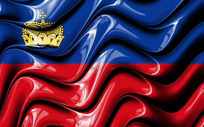 Liechtenstein bandeira, 4k, Europa, s&#237;mbolos nacionais, Bandeira do Liechtenstein, Arte 3D, Liechtenstein, Pa&#237;ses europeus, Liechtenstein 3D bandeira