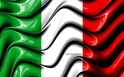 イタリア国旗, 4k, 欧州, 国立記号, 旗のイタリア, 3Dアート, イタリア, 欧州諸国, イタリア3Dフラグ