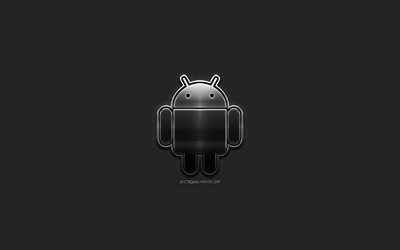 Android logotipo, criativo logotipo do metal, Metal Android emblema, arte criativa, logo, a malha de metal textura, Android