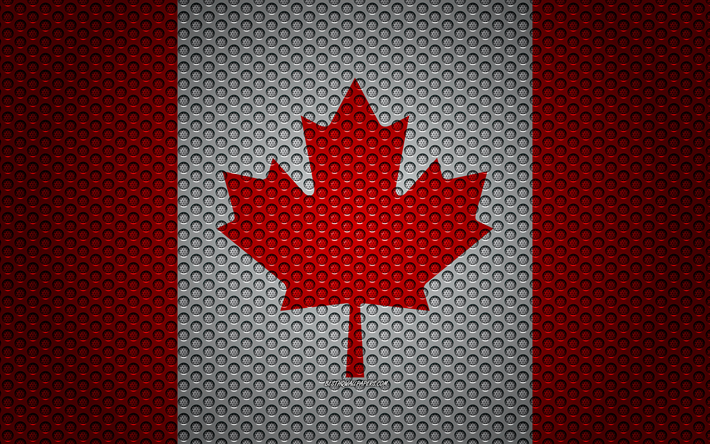 Bandeira do Canad&#225;, 4k, arte criativa, a malha de metal textura, Bandeira canadense, s&#237;mbolo nacional, metal bandeira, Canad&#225;, Am&#233;rica Do Norte, bandeiras de pa&#237;ses da Am&#233;rica do Norte