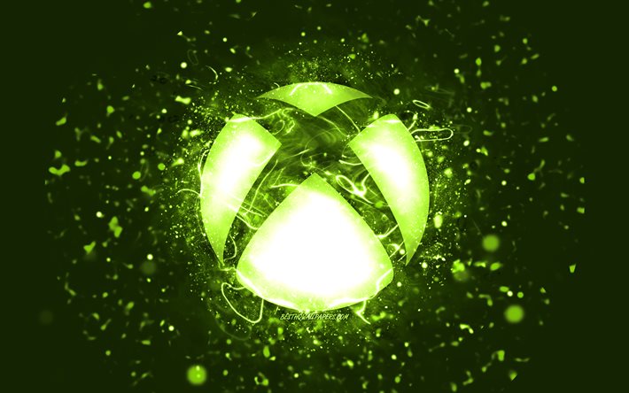 Xbox lime-logotyp, 4k, lime neonljus, kreativ, lime abstrakt bakgrund, Xbox-logotyp, OS, Xbox