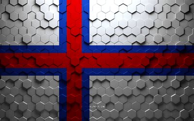 Flag of Faroe Islands, honeycomb art, Faroe Islands hexagons flag, Faroe Islands, 3d hexagons art, Faroe Islands flag