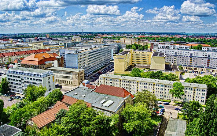 Magdeburg, 4k, şehir manzarası, yaz, alman şehirleri, Avrupa, Almanya, Almanya Şehirleri, Magdeburg Almanya, şehir manzaraları, HDR