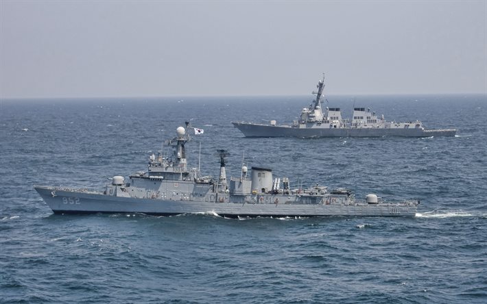 ROKS Seoul, FF-952, fragata de m&#237;sseis guiados, Marinha sul-coreana, fragata classe Ulsan, navios de guerra, USS McCampbell, DDG-85, Marinha dos EUA