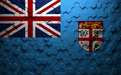 Flag of Fiji, honeycomb art, Fiji hexagons flag, Fiji, 3d hexagons art, Fiji flag