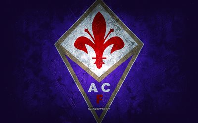 ACF Fiorentina, squadra di calcio italiana, sfondo viola, logo ACF Fiorentina, arte grunge, Serie A, calcio, Italia, emblema ACF Fiorentina