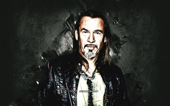 Florent Pagny, French singer, portrait, gray stone background, popular singers