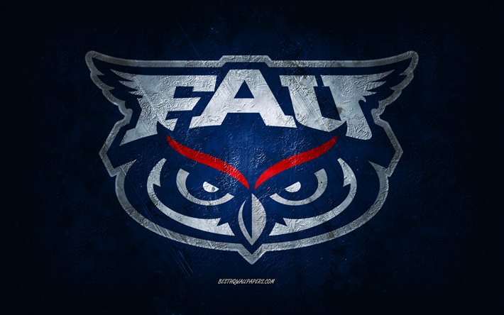 Florida Atlantic Owls, amerikkalainen jalkapallojoukkue, sininen tausta, Florida Atlantic Owls -logo, grunge-taide, NCAA, amerikkalainen jalkapallo, USA, Florida Atlantic Owls -tunnus