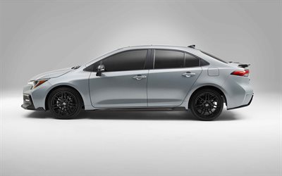 2021, Toyota Corolla, vista lateral, exterior, sedan cinza, novo Corolla cinza, carros japoneses, Toyota