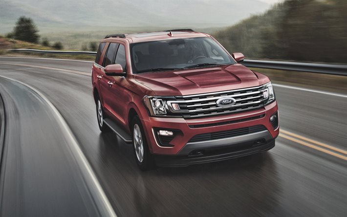 Ford Expedition, 2021, exterior, front view, red SUV, new red Expedition, American cars, Ford
