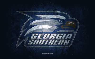 Georgia Southern Eagles, American football team, blue background, Georgia Southern Eagles logo, grunge art, NCAA, American football, USA, Georgia Southern Eagles emblem