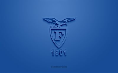 Fortitudo Bologna, creative 3D logo, blue background, LBA, 3d emblem, Italian basketball club, Lega Basket Serie A, Bologna, Italy, 3d art, basketball, Fortitudo Bologna 3d logo